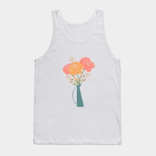 Bouquet of Flowers on Navy Blue Tank Top